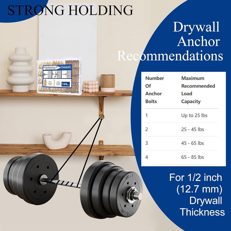 Tnisesm 100Pcs Self-Drilling Drywall Anchors with Screws, 2025 Upgraded Zinc Plated Steel for Heavy Duty, Metal Screw Anchors Kit, No Drill and Holes in Wall (3 Sizes) - Image 4